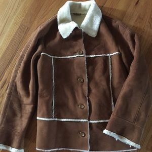 70s style faux shearling brown jacket size 2